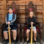 KidRaters Monty and Teddy enjoying their stay at Warwick Castle and trying out the thrones