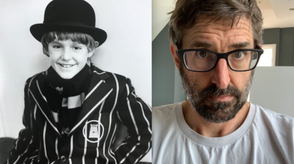 Photo of a young Louis Theroux alongside a present photo